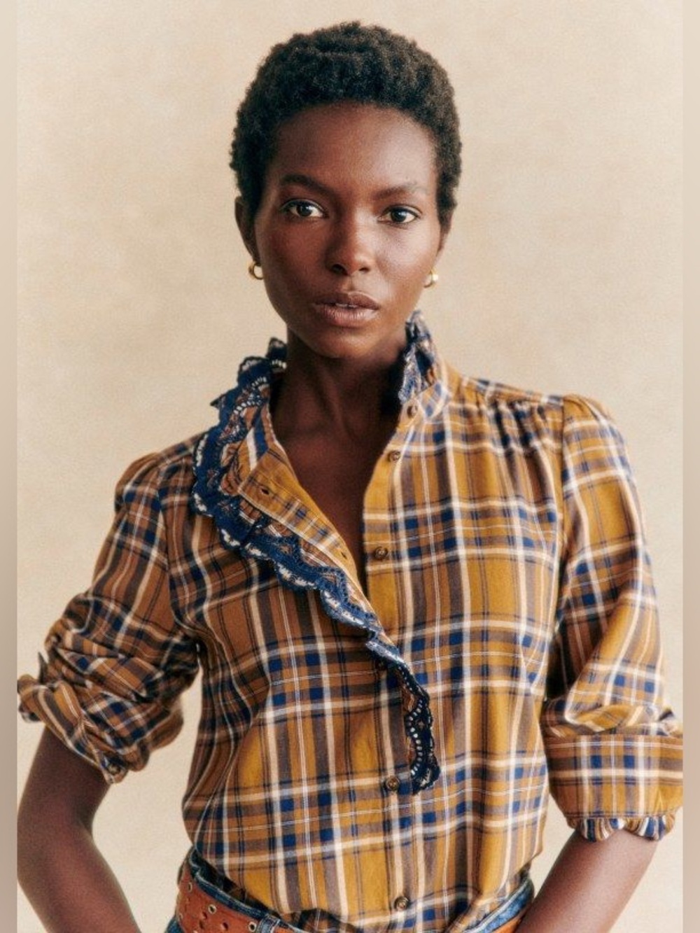 Sézane Chlo Plaid Shirt Sz 40